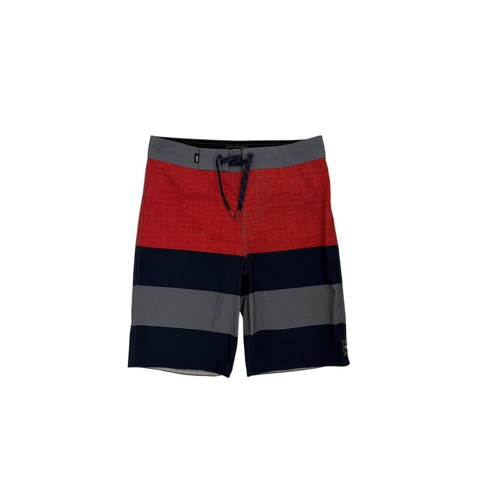 VANS Boardshorts Red Blue Gray Drawstring Bathing Suit Swim Shorts Youth 14